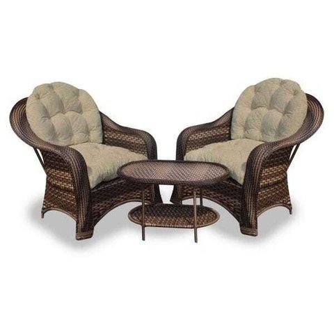 Conjunto de Poltronas Fibra Sintética Janaína - 2 Poltronas + 1 Mesa Centro - Tecido Duna Deserto