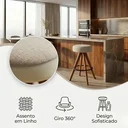 Ver imagem 5 de Banqueta Giratória 360 Alta Estofada em Linho Bege