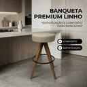 Ver imagem 4 de Banqueta Giratória 360 Alta Estofada em Linho Bege