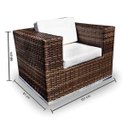 Ver imagem 2 de Conjunto de Sofá Fibra Sintética Quadrado - 2 Poltronas + 1 Mesa Centro - Tecido Duna Cru