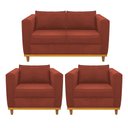 Ver imagem 1 de Kit Sofá 2 Lugares e 2 Poltronas Europa Suede Terracota - Am Decor