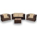 Ver imagem 1 de Conjunto de Sofá Fibra Sintética Quadrado - 1 Sofá 2L + 2 Poltronas + 1 Mesa Centro - Tecido Duna De