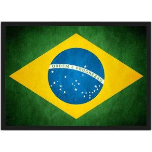 Quadro Decorativo Bandeira Do Brasil Salas Quartos Decorações Com Moldura G01
