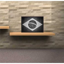 Quadro Decorativo Bandeira Do Brasil Preto e Branco Salas Quartos Decorações Com Moldura G02 - 2