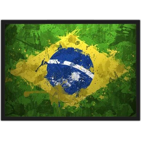 Quadro Decorativo Abstrato Bandeira Do Brasil Salas Quartos Decorações Com Moldura