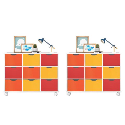 Kit 2 Nichos Organizadores com 9 Gavetas Branco/Colorido - FdECOR