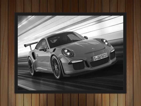 Quadro Decorativo Carros Porsche Preto e Branco Salas Quartos Decorações Com Moldura G02 - 2