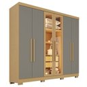 Ver imagem 4 de Guarda-Roupa Casal com Pés Reflecta com LED 06 Portas 02 Gavetas França Cinza/Jequitibá/Granizo