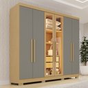 Ver imagem 1 de Guarda-Roupa Casal com Pés Reflecta com LED 06 Portas 02 Gavetas França Cinza/Jequitibá/Granizo