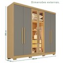 Ver imagem 5 de Guarda-Roupa Casal com Pés Reflecta com LED 06 Portas 02 Gavetas França Cinza/Jequitibá/Granizo