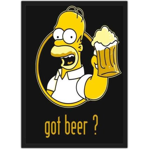 Quadro Decorativo Cerveja Homer Simpsons Salas Quartos Decorações Com Moldura G01