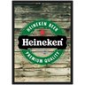 Quadro Decorativo Bar Cerveja Churrasco Heineken Estilo Rústico Decorações Com Moldura G01 - 1