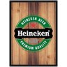 Quadro Decorativo Bar Cerveja Churrasco Heineken Estilo Rústico Decorações Com Moldura G02 - 1