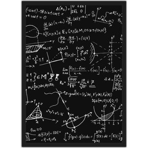 Quadro Decorativo Ciências Matemática Fórmulas Números Decorações Com Moldura G02