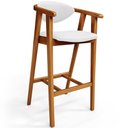 Ver imagem 3 de Kit 03 Banquetas Alta Para Cozinha Bancada Bar Sala de Jantar Fixa Cecília L02 Facto Branco - Lyam L