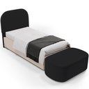 Ver imagem 1 de Cabeceira Cama Box 100cm Lanna com Puff Recamier Doha W01 Bouclê Preto - Lyam Decor
