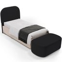 Ver imagem 5 de Cabeceira Cama Box 100cm Lanna com Puff Recamier Doha W01 Bouclê Preto - Lyam Decor