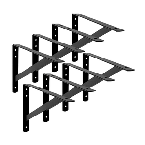 8x Suporte Mão Francesa Reforçada Preta 40cm