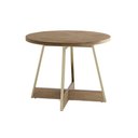 Ver imagem 1 de Mesa de Sala Jantar Átria 1594 Redonda Aço C/ Tampo Madeirado Redondo 100cm Dourado/noce/carvalho