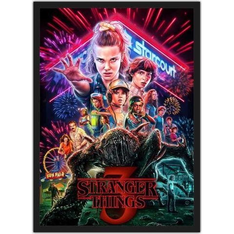 Quadro Decorativo Stranger Things Séries Cinema Filmes Geek Salas Quartos Com Moldura G02