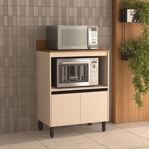 Balcão de Cozinha 80x115,5cm com Nicho e 2 Portas Creme 250004