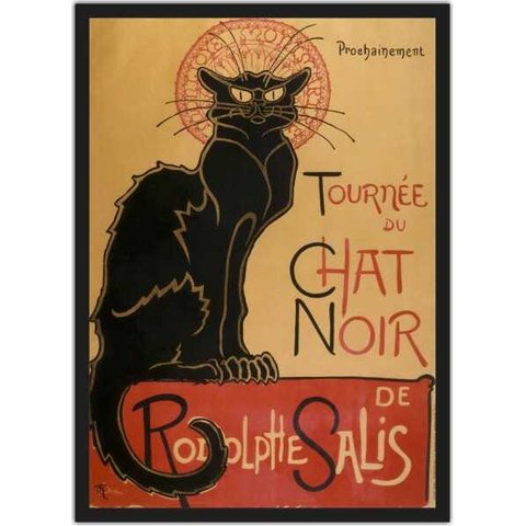 Quadro Decorativo Gato Le Chat Noir Com Moldura