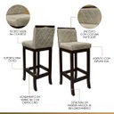 Ver imagem 4 de Kit 4 Banquetas Alta para Cozinha Nice Madeira Maciça Matelassê Suede Bege Ccs