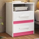 Ver imagem 2 de Mesa de Cabeceira Apolo 2 Gavetas Flex Branco/rosa - Moval