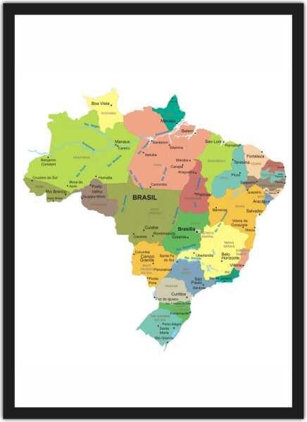 Quadro Decorativo Mapa Do Brasil Salas Quartos Decorações Com Moldura