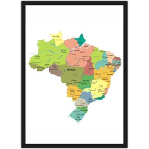 Quadro Decorativo Mapa Do Brasil Salas Quartos Decorações Com Moldura