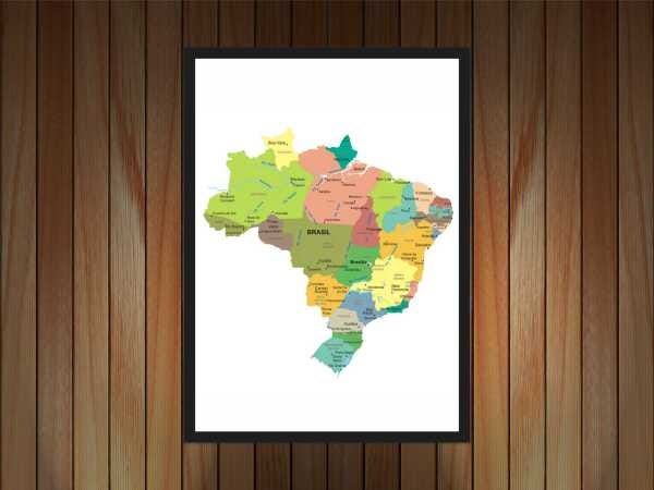 Quadro Decorativo Mapa Do Brasil Salas Quartos Decorações Com Moldura - 3