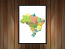 Ver imagem 3 de Quadro Decorativo Mapa Do Brasil Salas Quartos Decorações Com Moldura