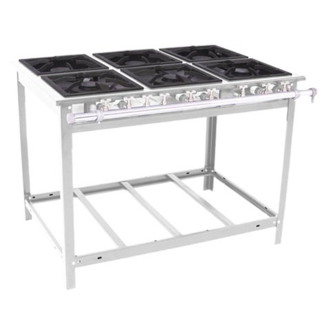 Fogão Industrial Venâncio 6 Bocas 3 Duplas a Gás Baixa Pressão Inox EI6