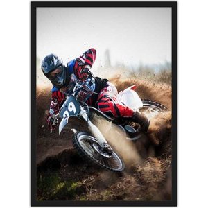 Quadro Decorativo Motos Motocross Esporte Radical Decorações Com Moldura G01