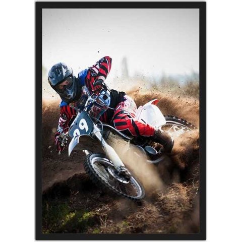Quadro Decorativo Motos Motocross Esporte Radical Decorações Com Moldura G01