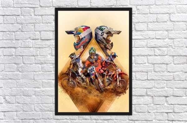 Quadro Tela Motocross Moto Motocicleta Decorar 005