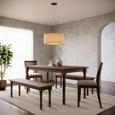 Ver imagem 1 de Mesa de Jantar 160cm 8979wn com 2 Cadeiras Estofadas 8981wn e 2 Bancos 8980wn Rubi Café Finestra