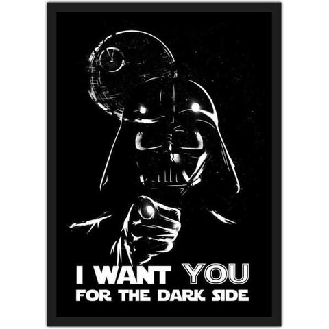 Quadro Decorativo Star Wars Darth Vader Frases Nerd Geek Decorações Com Moldura