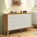 Ver imagem 2 de Cômoda com Porta Retrô Elfe 4 Gavetas em MDF com Puxadores Embutidos Bege Natural