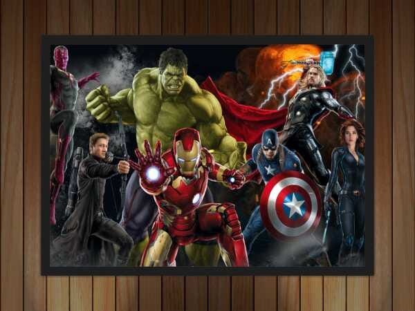 Quadro Decorativo Os Vingadores Super Heróis Nerd Geek Decorações Com Moldura G08 - 3