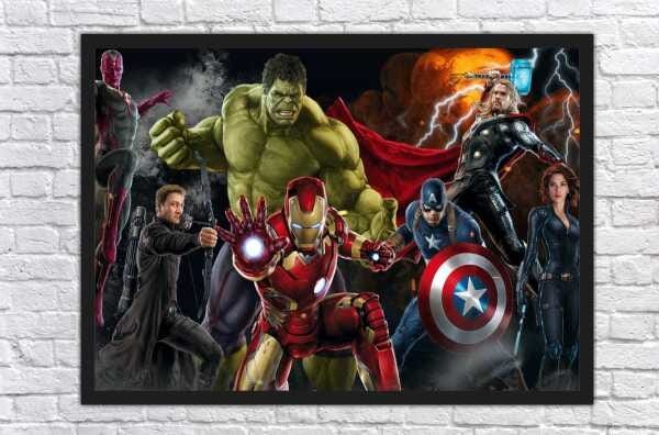 Quadro Decorativo Os Vingadores Super Heróis Nerd Geek Decorações Com Moldura G08 - 4