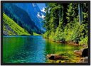 Ver imagem 1 de Quadro Decorativo Rio Pedras Árvores Paisagem Natureza Com Moldura