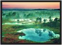Ver imagem 1 de Quadro Decorativo Árvore Lago Tons Verdes Paisagem Natureza Com Moldura