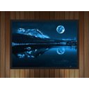Ver imagem 2 de Quadro Decorativo Montanhas Lua Lago Noite Paisagem Natureza Com Moldura G06