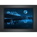 Ver imagem 3 de Quadro Decorativo Montanhas Lua Lago Noite Paisagem Natureza Com Moldura G06