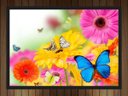 Ver imagem 2 de Quadro Decorativo Flores Borboletas Paisagem Natureza Com Moldura