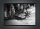Ver imagem 3 de Quadro Decorativo Coqueiros Mar Preto e Branco Paisagem Natureza Com Moldura G41
