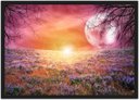 Ver imagem 1 de Quadro Decorativo Lua Flores Jardim Paisagem Natureza Com Moldura
