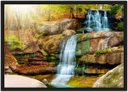 Ver imagem 1 de Quadro Decorativo Rio Cachoeira Pedras Paisagem Natureza Com Moldura