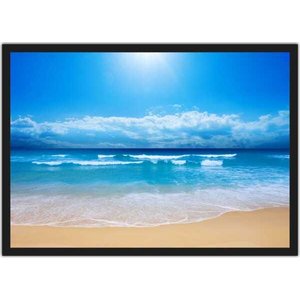 Quadro Decorativo Praia Mar Sol Paisagem Natureza Com Moldura Salas Decorações